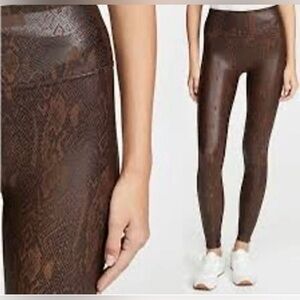 Spanx faux leather Brown Snake Print Leggings Medium